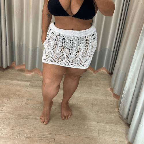 saia tricô curta branco