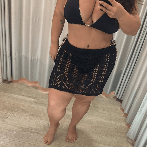 saia tricô curta preto
