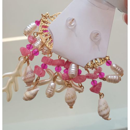 Brinco Sereia cristal rosa