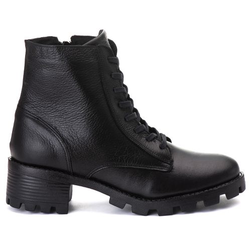 Coturno Zíper Feminino Couro Legitimo Preto - REF:... - ESTILODR
