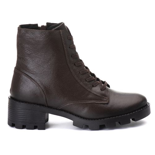 Coturno Zíper Feminino Couro Legitimo Café - REF: ... - ESTILODR