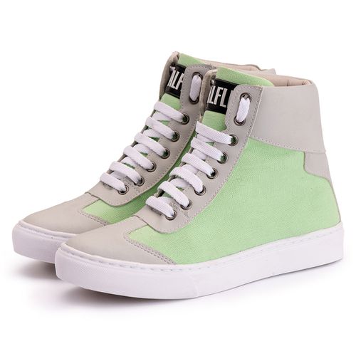 Tênis Sneaker Couro Sintético Verde - REF 60120 VE... - ESTILODR