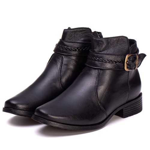 Botina Feminina Couro Legitimo Preto - REF: 6104 -... - ESTILODR