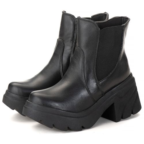 Bota Coturno Chelsea Feminina Couro Legitimo Preto... - ESTILODR