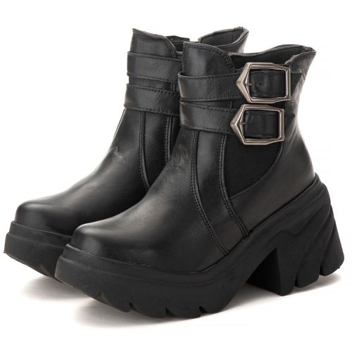 Bota Coturno Chelsea Feminina Couro Legitimo Preto... - ESTILODR