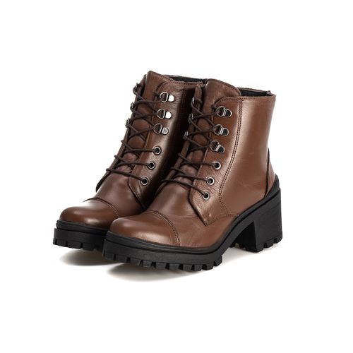 Bota Coturno Feminino Couro Legitimo Mouro - REF: ... - ESTILODR