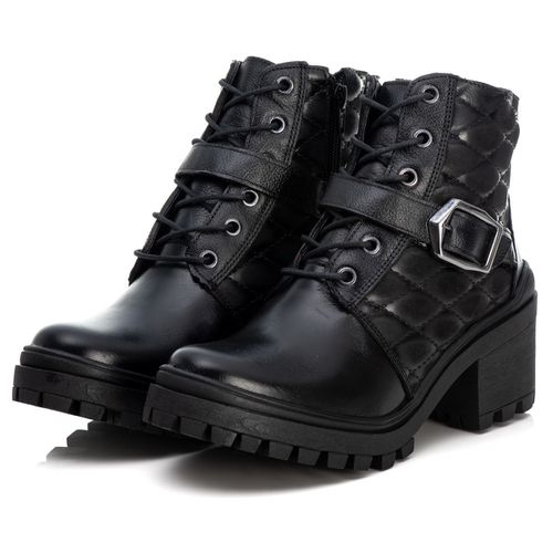 Bota Coturno Feminino Couro Legitimo Preto - REF: ... - ESTILODR