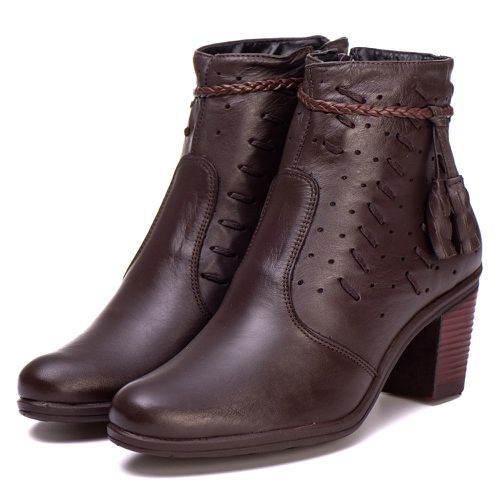 Bota Coturno Feminino Couro Legitimo café - REF: 6... - ESTILODR