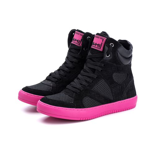 Tenis Sneaker Bawmi Cano Alto Feminino Preto/Pink ... - ESTILODR