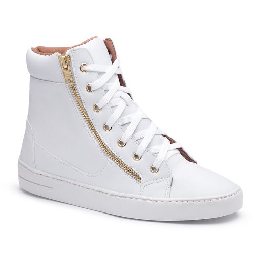 Tenis Vegano Bawmi Cano Alto Feminino Branco com Z... - ESTILODR