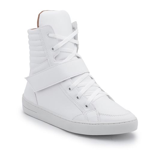 Tenis Vegano Bawmi Cano Alto Feminino Branco com T... - ESTILODR