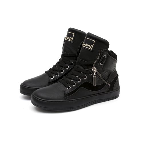 Tenis Sneaker Bawmi Cano Alto Feminino Preto com Z... - ESTILODR