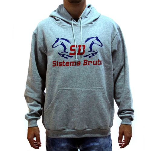 Moletom SB Sistema Bruto - Cinza Claro Estampa Azu... - Sistema Bruto | Botas Texanas em couro