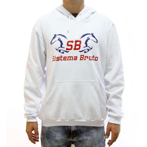 Moletom SB Sistema Bruto - Branco Estampa Azul e V... - Sistema Bruto | Botas Texanas em couro