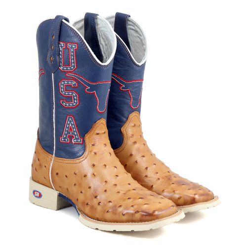 Bota Texana Sola Branca Cano Longo USA - Sistema Bruto | Botas Texanas em couro