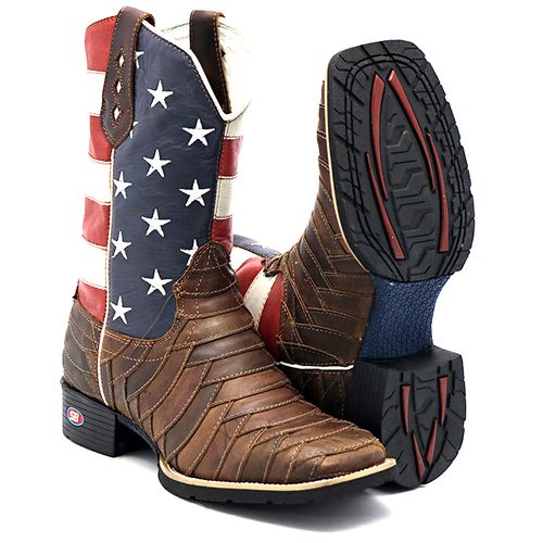 Bota Texana Escamada Americana Bico Quadrado - Sistema Bruto | Botas Texanas em couro