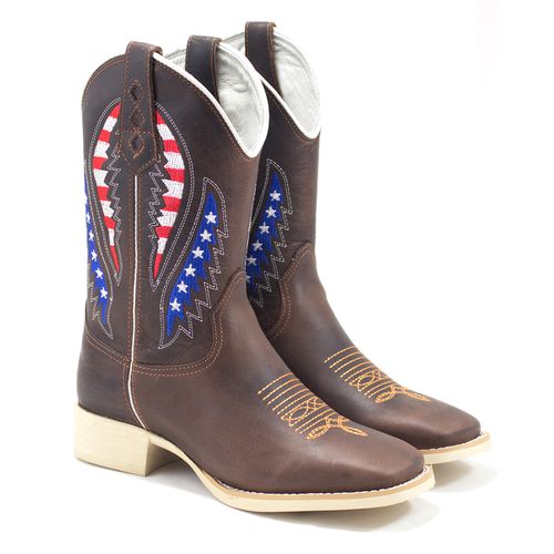 Bota Texana Asa Americana Sola Branca - Sistema Bruto | Botas Texanas em couro
