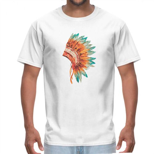 Camisa de Algodão Lisa Branca - Estampa Cocar Índi... - Sistema Bruto | Botas Texanas em couro