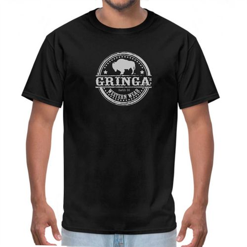 Camisa de Algodão Lisa Preta - Estampa Gringa - Sistema Bruto | Botas Texanas em couro