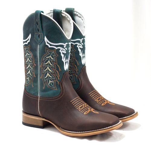 Texana Masculina Touro Solado Couro Salto Madeira - Sistema Bruto | Botas Texanas em couro