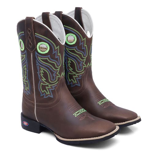 Bota Texana Verde Neon - Sistema Bruto | Botas Texanas em couro