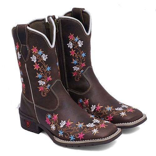 Bota Texana Infantil Flores - Sistema Bruto | Botas Texanas em couro