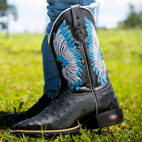 Bota Texana Amarillo Preta - Sistema Bruto | Botas Texanas em couro