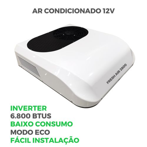 AR CONDICIONADO DE TETO PARA MOTORHOME 6.800 BTUS 12V - FRESH AIR 2200 TOP RV - 2 SAIDAS