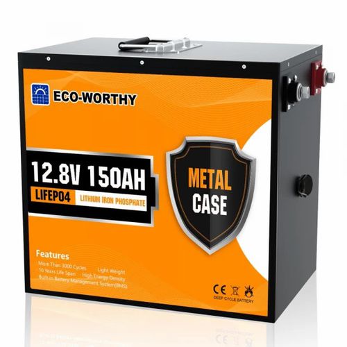 Bateria de fosfato de ferro e lítio LiFePO4 12V 150Ah - Marca ECO WORTHY