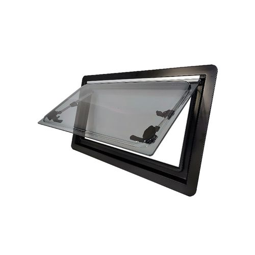 Janela basculante de acrilico 1450X550 com blackout e antimosca - aluminio bolha externa