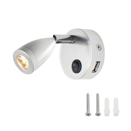 Luminaria Led 12V INTERNA com Suporte de Fixação CURTO cromado fosco