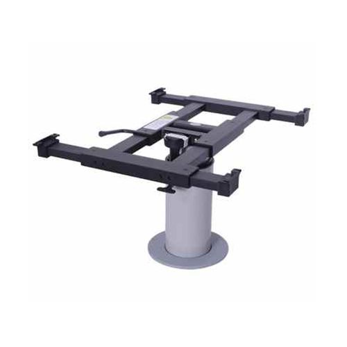 Base para Mesa de Metal Manual desmontavel e ajustavel Acionamento PISTAO base Prata e Tampo Preta F-715