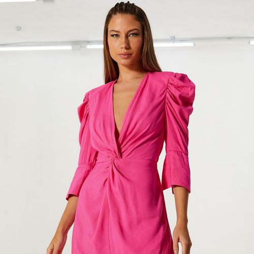 Vestido Open Alfaiataria Rosa Mangas Bufantes - Feronia