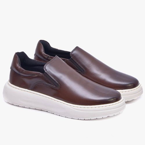 Tênis de Couro Slip On Bolt Mogno - FERRARA