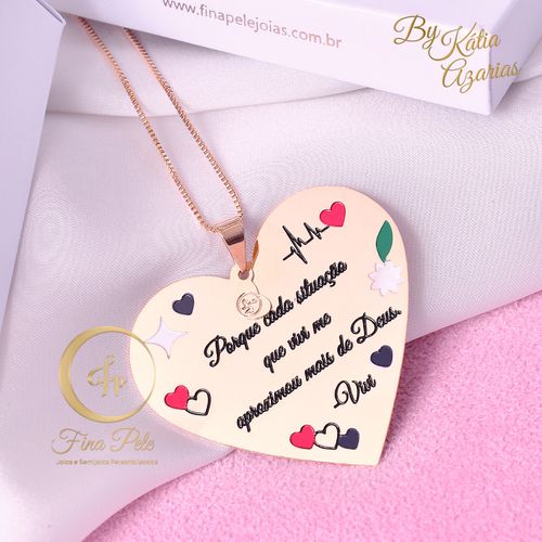 Coração Personalizado Minha Frase Fina Pele Joias ... - FINA PELE Joias e Semijoias Personalizadas