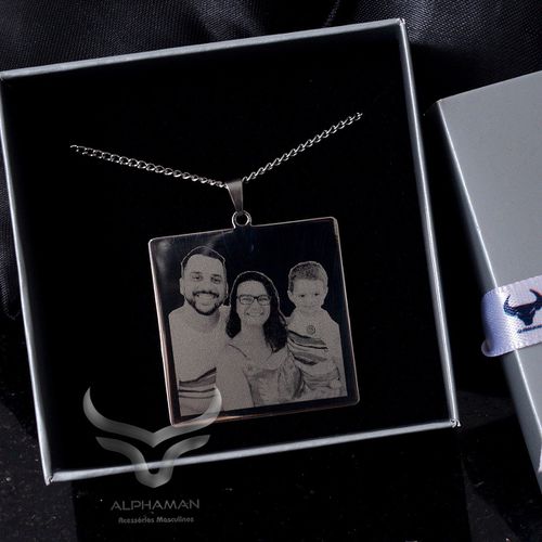 Colar Fotogravação Alphaman Acessórios - 085 - FINA PELE Joias e Semijoias Personalizadas