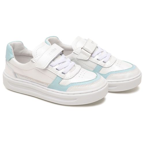 Tênis Infantil Feminino Branco com Azul Acqua - T... - GAMBO