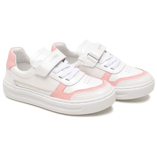 Tênis Infantil Feminino Branco com Rosa Acqua - T... - GAMBO