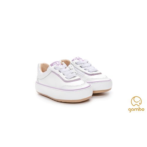 Tênis Bebê Feminino Branco com Roxo Bella - T1060... - GAMBO