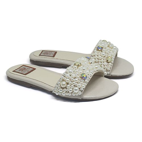 Flat Bordado Pérola Marfim Infantil Gats - GATS