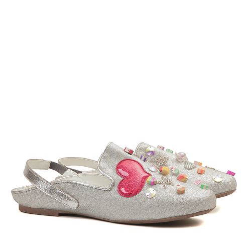 Mule Apliques Glitter Prata Infantil Gats - GATS