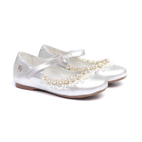 Sapato Feminino Bordado Metalizado Prata - GATS