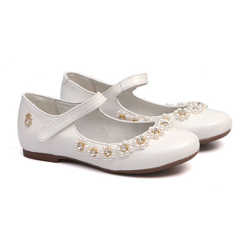 Sapatilha Feminino Bordado Verniz Branco - GATS