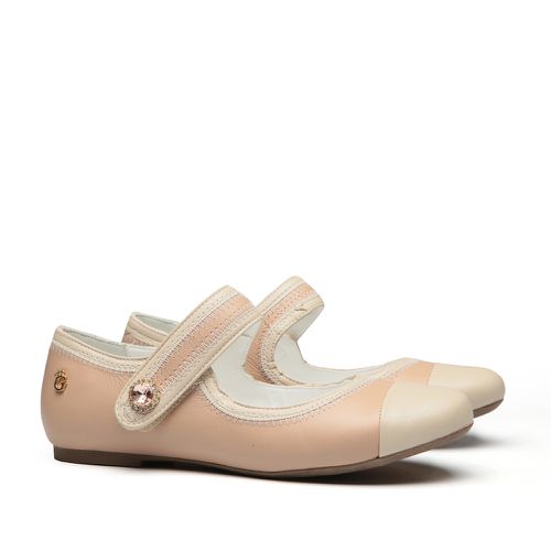 Sapatilha Couro Nude Costura Infantil Gats - GATS