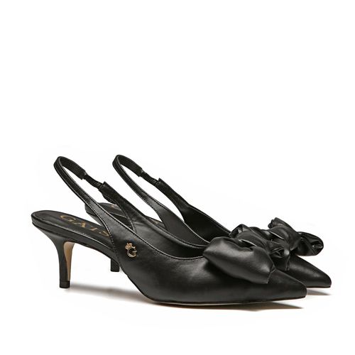 Sapato Slingback Preto Laço Kitten Heel Gats - GATS