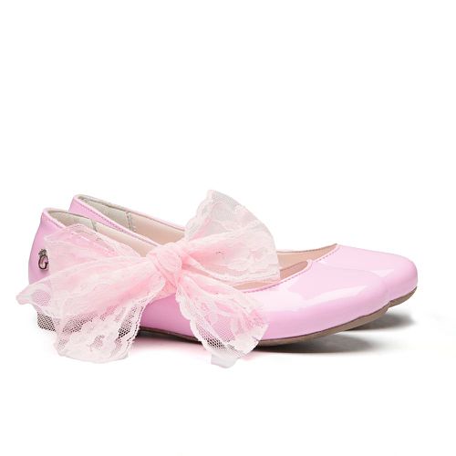 Sapatilha Verniz Rosa Bebê Laço Renda Infantil Gat... - GATS