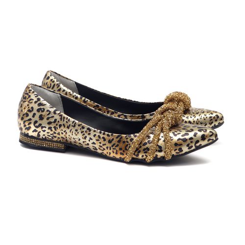 Sapatilha Bico Fino Cristal Animal Print Infantil ... - GATS