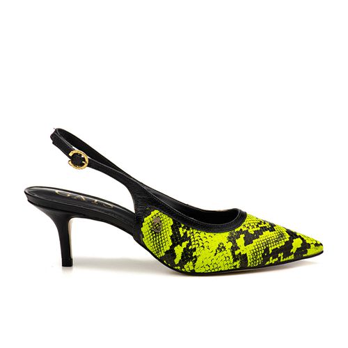 Sapato Mule Salto Baixo Snake Verde - GATS