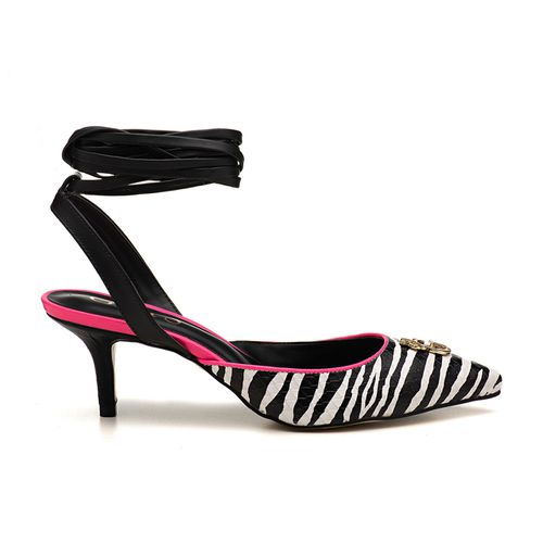 Sapato Slingback Amarração Kitten Heel Zebra Outle... - GATS