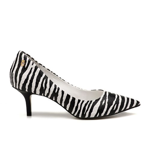 Sapato Scarpin Baixo Couro Zebra Outlet - GATS